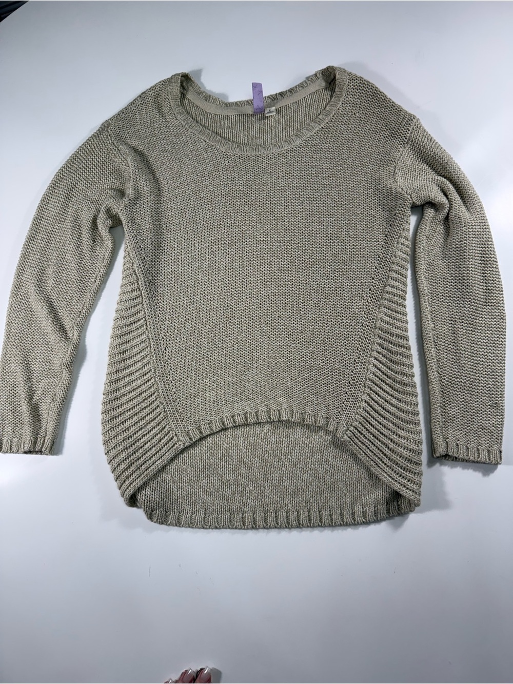 Alya Cream Green Relaxed Crewneck Sweater With Elbow Patches - Picture 2 of 8